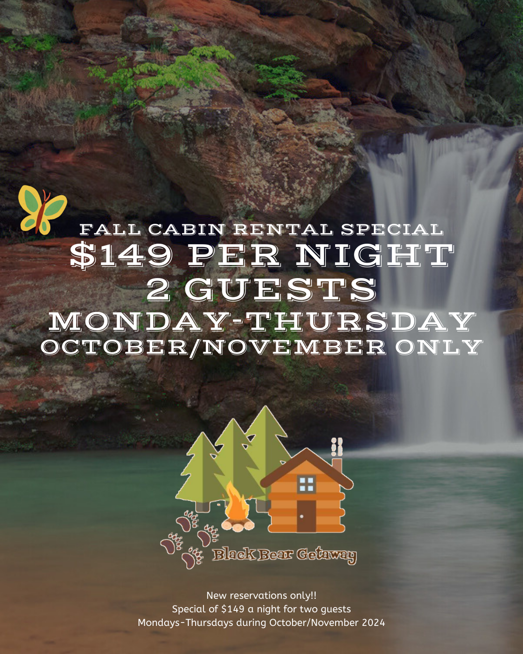 $149 week nights cabin rental
