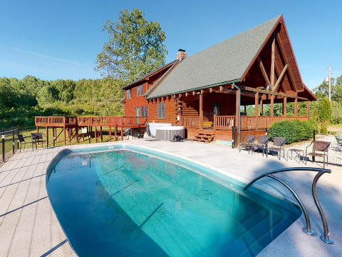 pool next to lodge