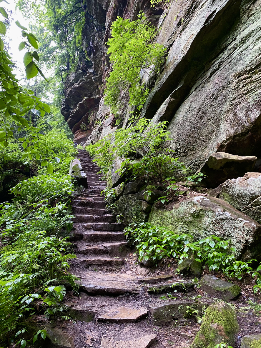 stairs along side of the hills in hocking hills ohio